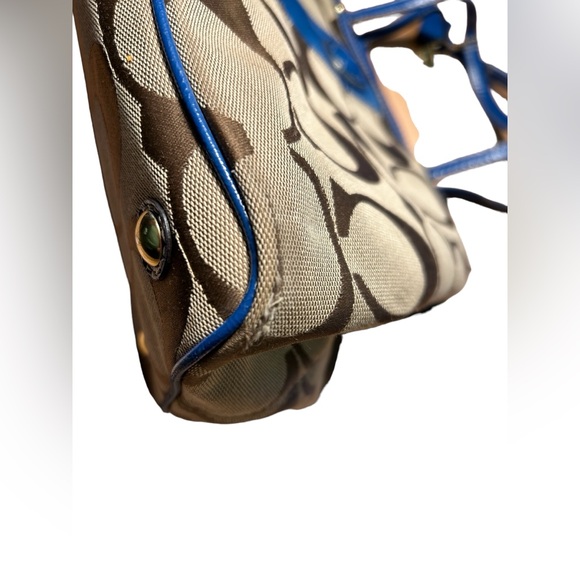Authentic Coach Khaki & Royal Blue Caryall Bag - Picture 6 of 10